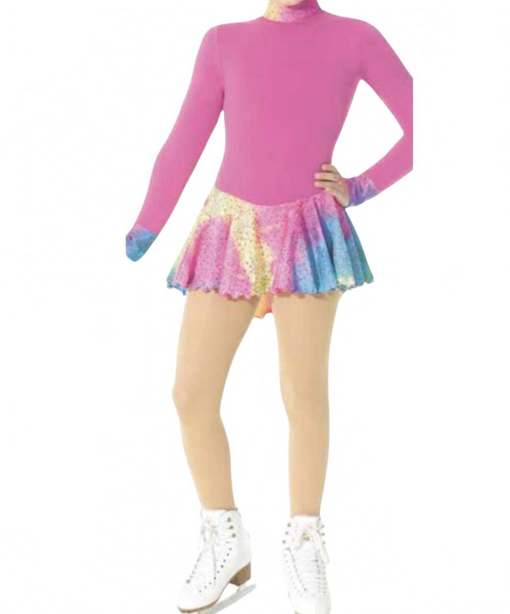 NEW MONDOR polartec long sleeve skate dress in pink abstract art